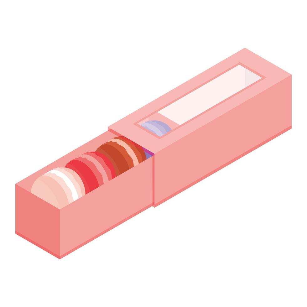 Open red macaroon box icon, isometric style vector