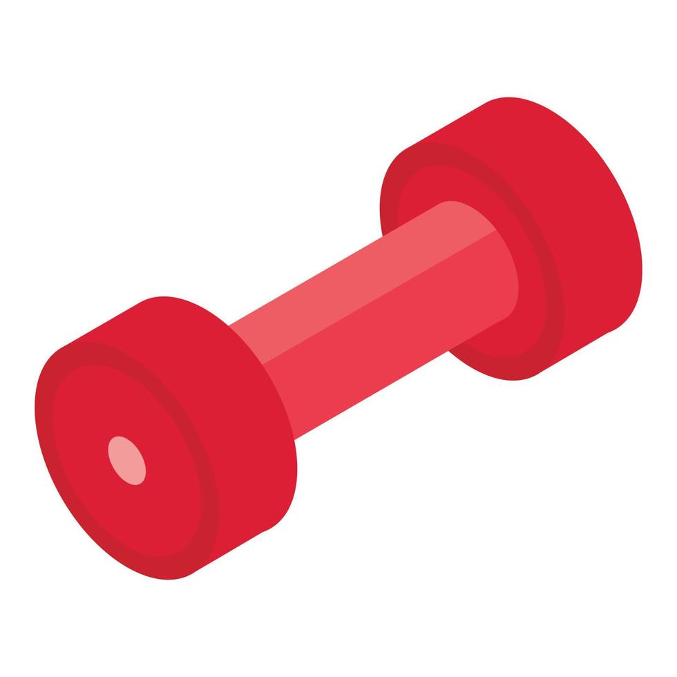 Red dumbbell icon, isometric style vector