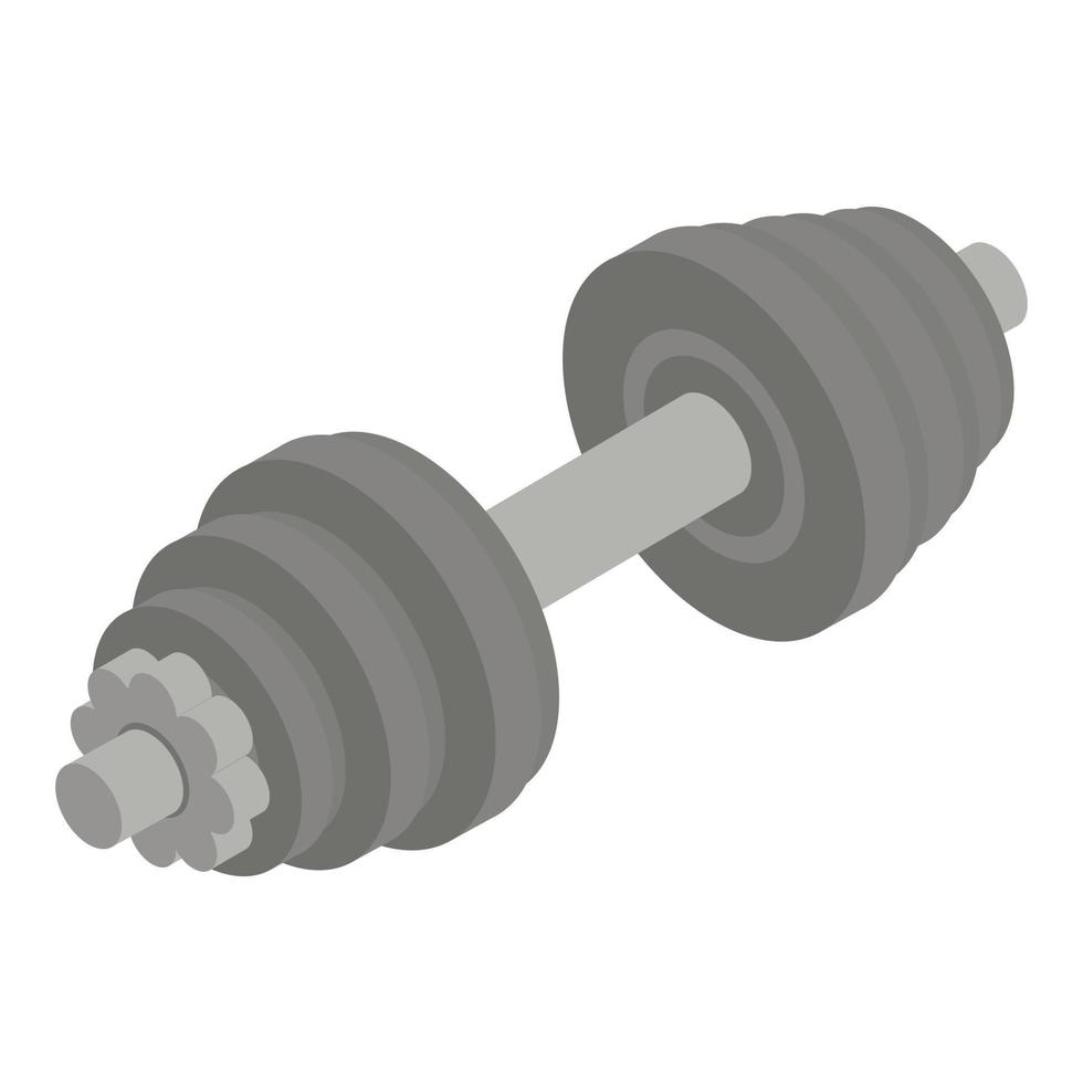 Metal dumbbell icon, isometric style vector