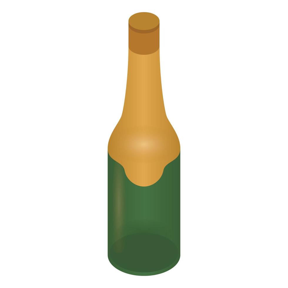 Birthday champagne bottle icon, isometric style vector