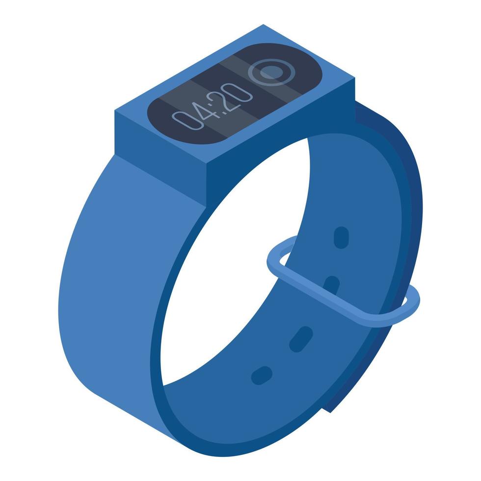 Blue smart band icon, isometric style vector