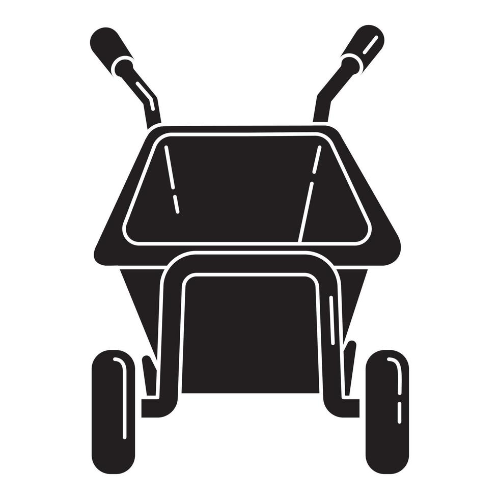 Front wheelbarrow cart icon, simple style vector