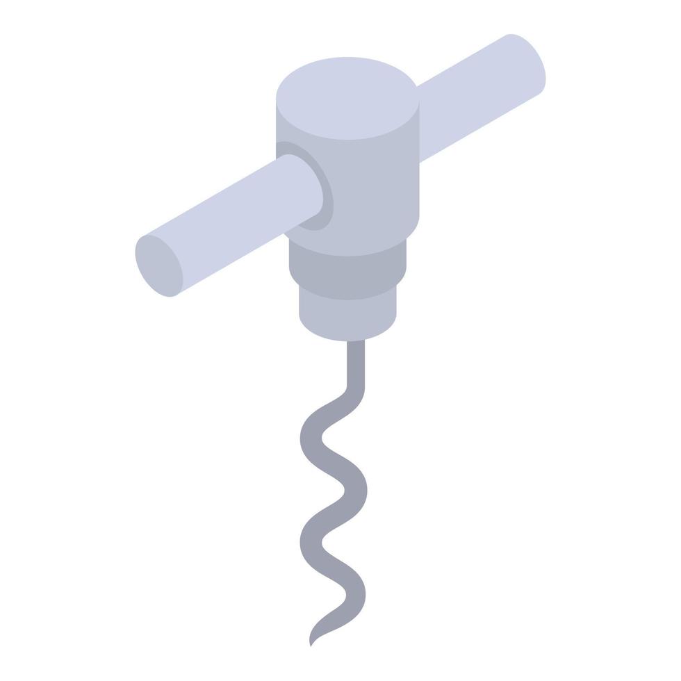 Metal corkscrew icon, isometric style vector