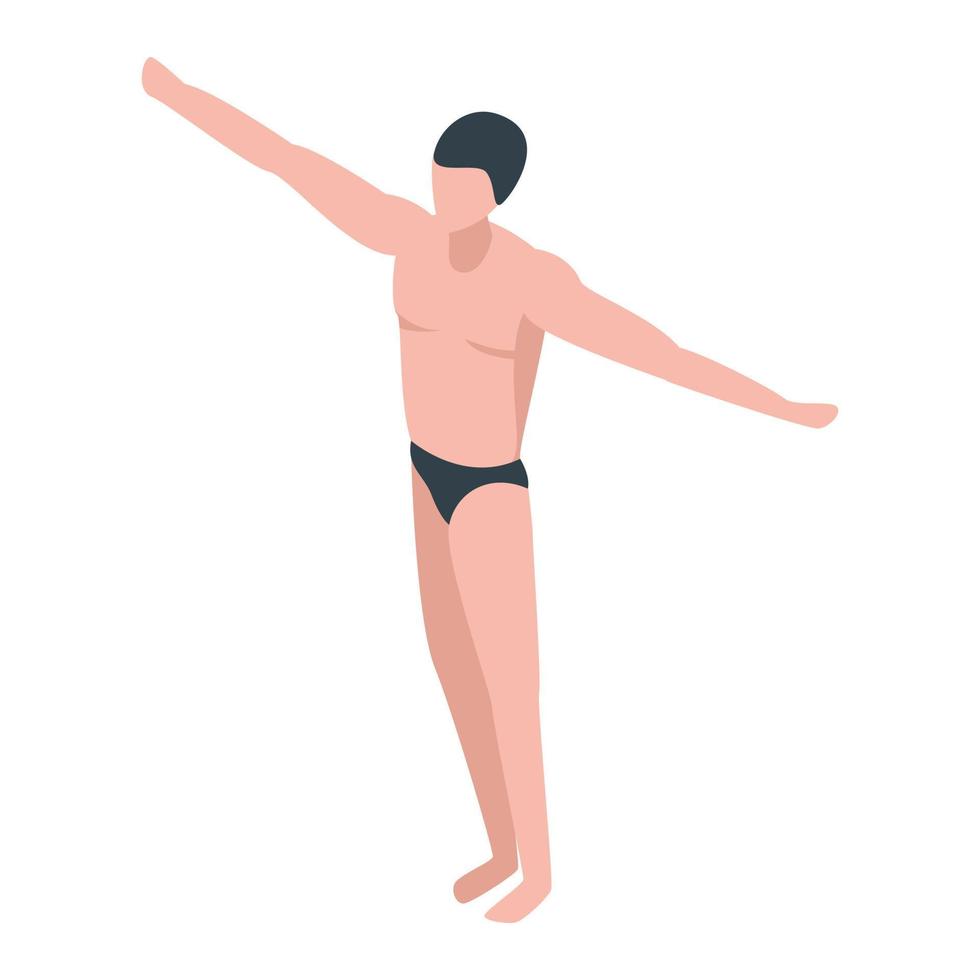 nadador listo para saltar icono, estilo isométrico vector
