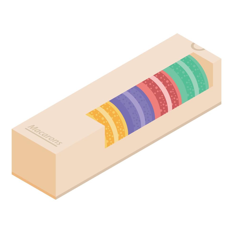 Macaroons box icon, isometric style vector