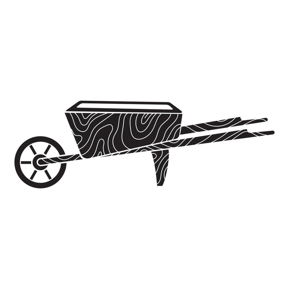 Wood wheelbarrow icon, simple style vector