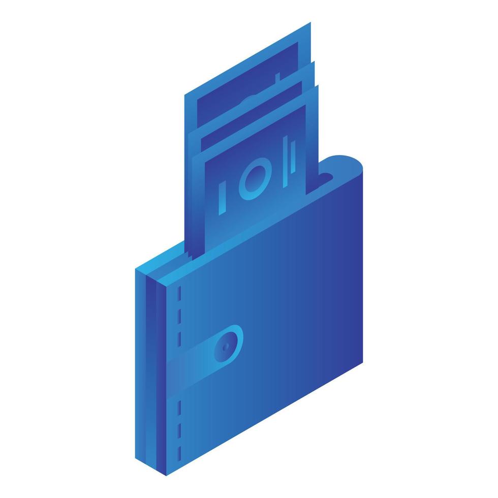 Wallet in money icon, isometric style vector