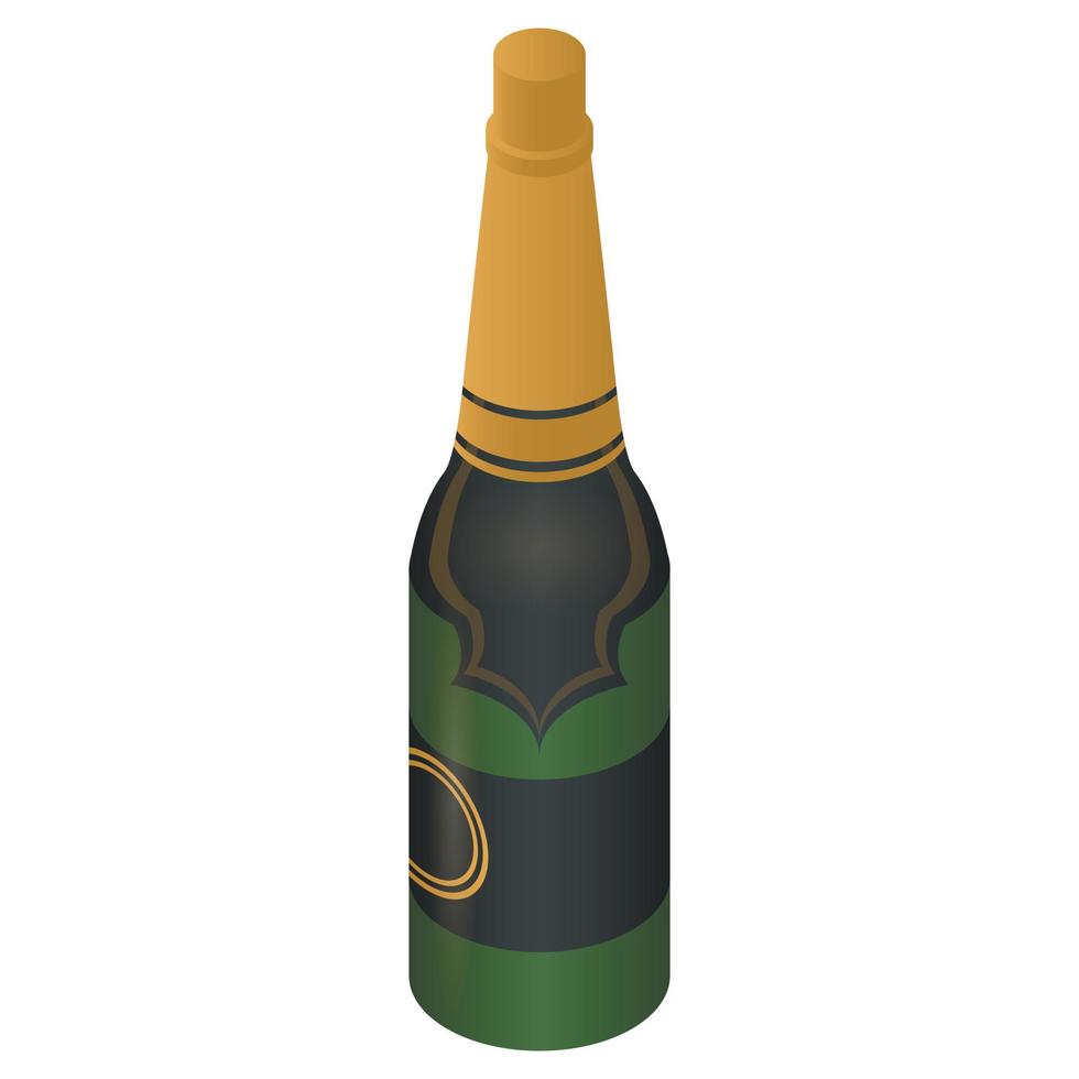 Festive champagne bottle icon, isometric style vector