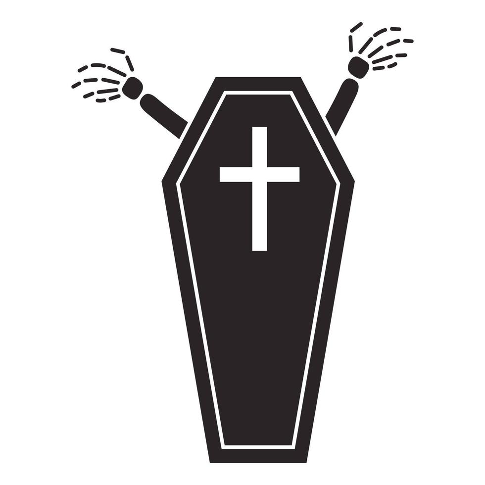 Halloween coffin icon, simple style vector