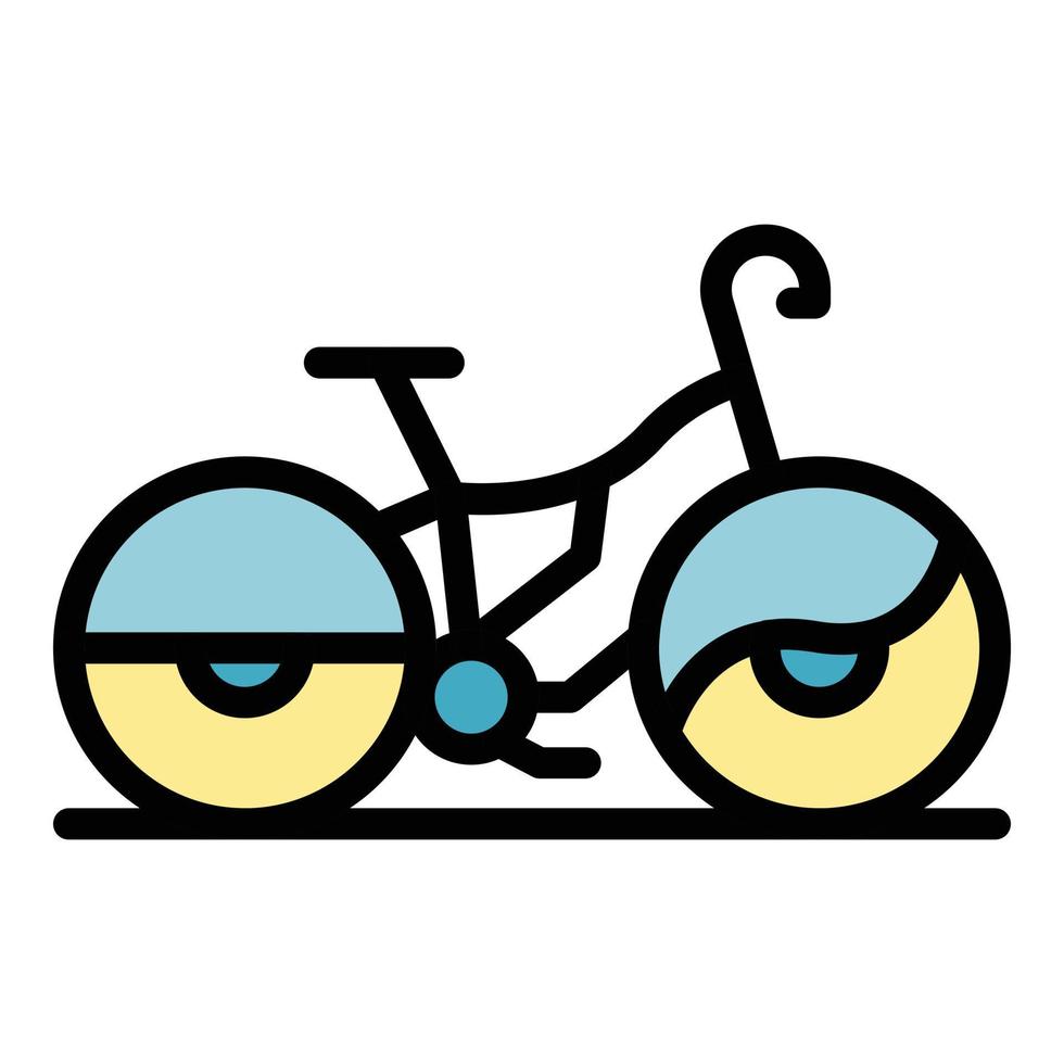 Protected rent bike icon color outline vector