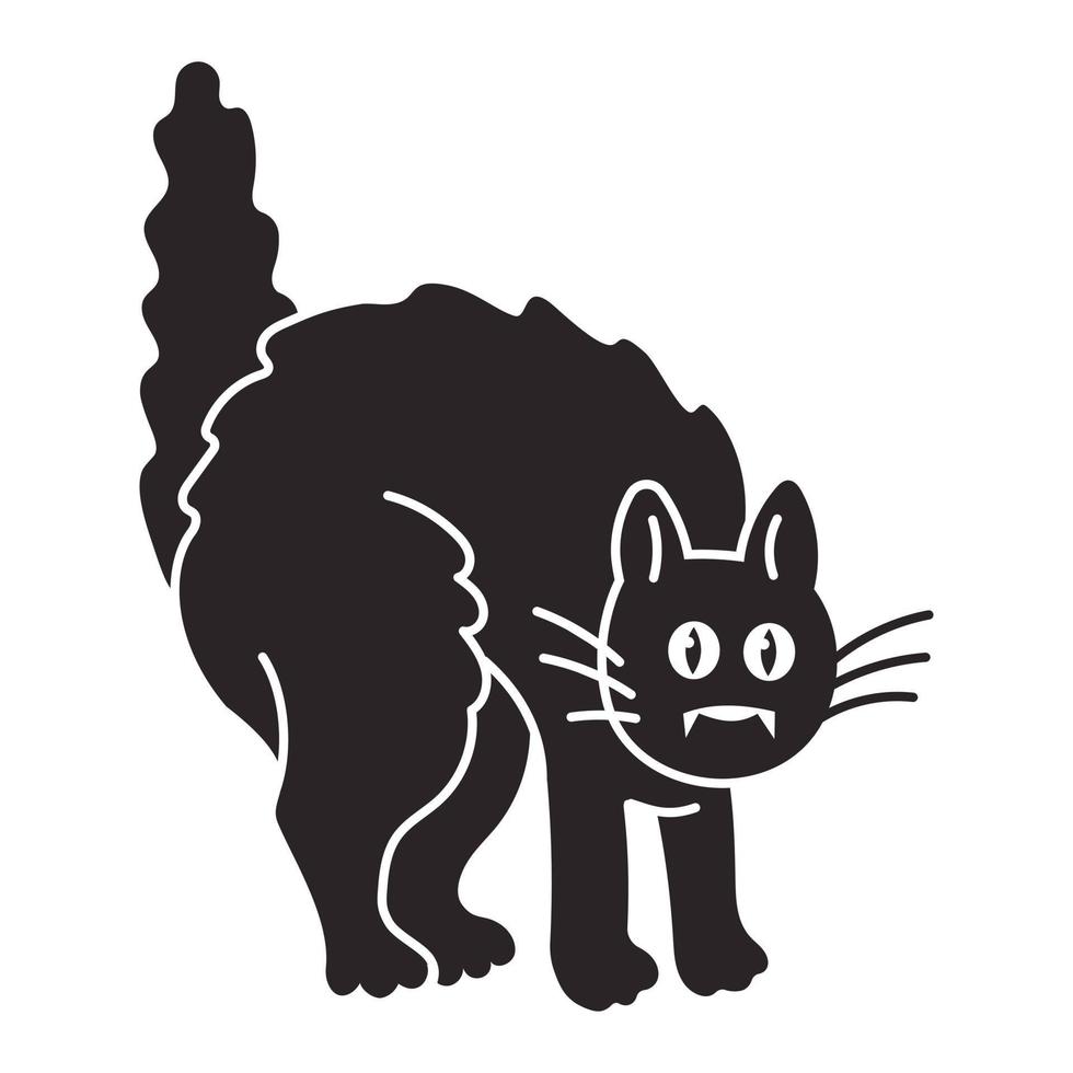 Scary black cat icon, simple style vector