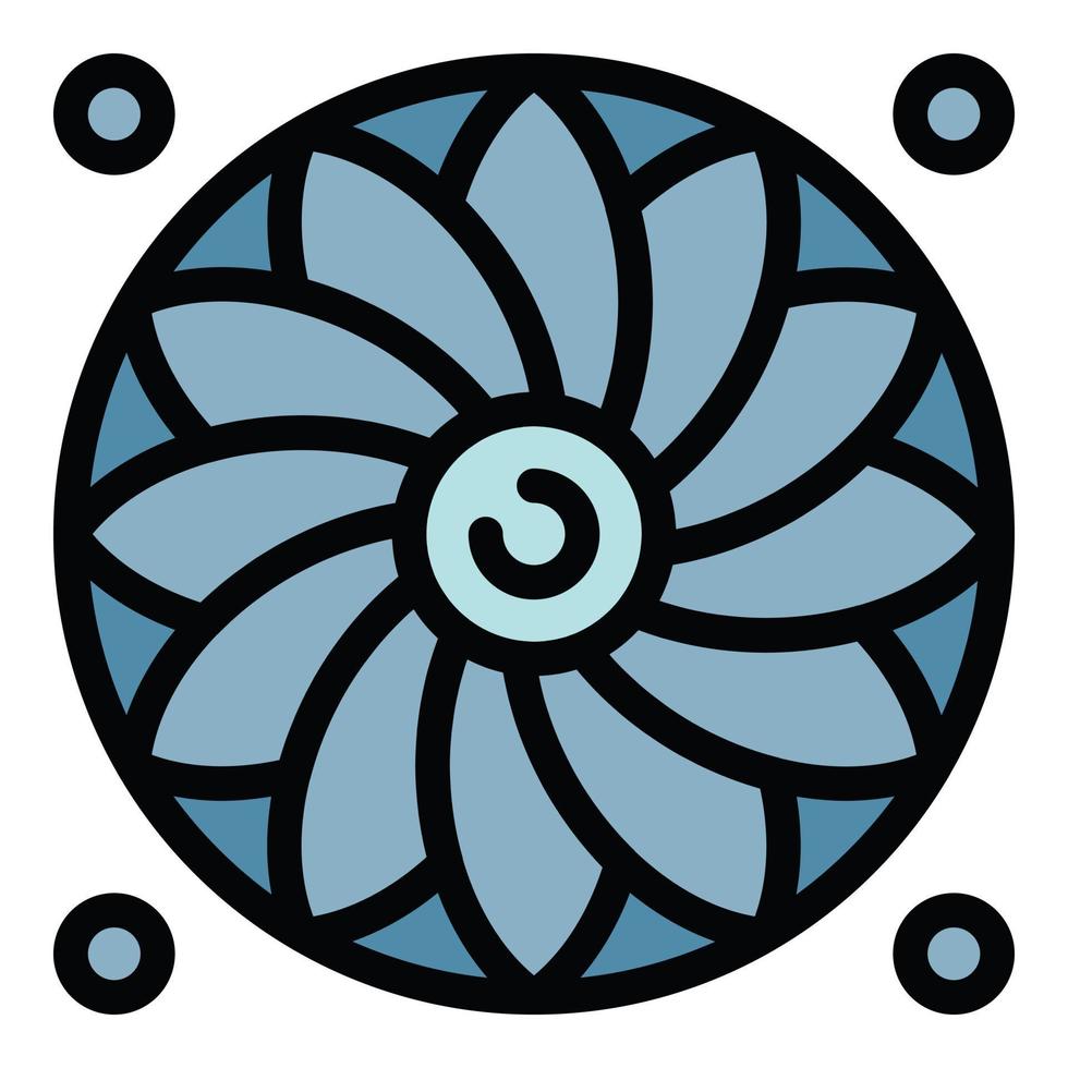 Big cpu cooler icon color outline vector
