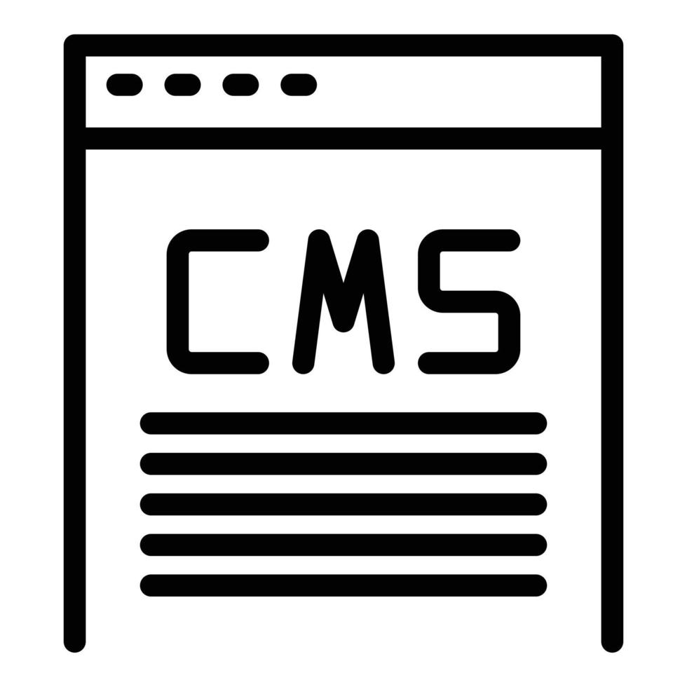 vector de contorno de icono de página cms. sistema de código