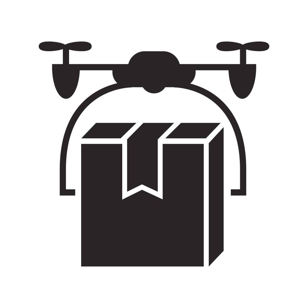 Drone box delivery icon, simple style vector