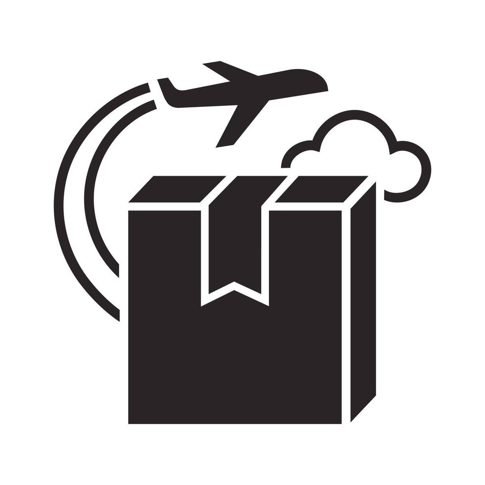 Plane delivery box icon, simple style vector