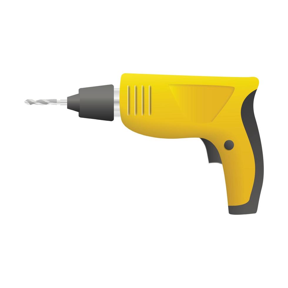 Home drill machine icon, realistic style vector