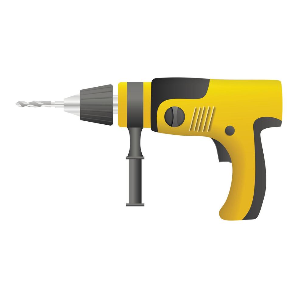 Power drill machine icon, realistic style vector
