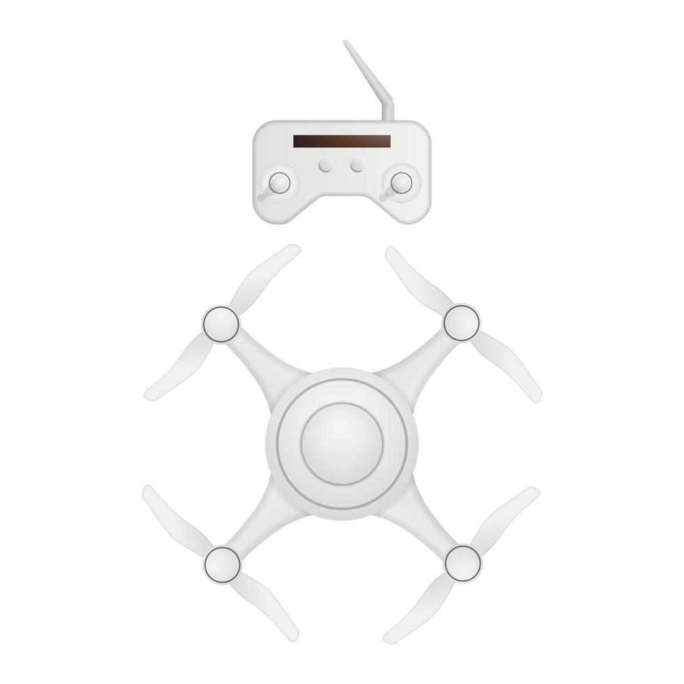 Quadcopter drone icon, realistic style vector