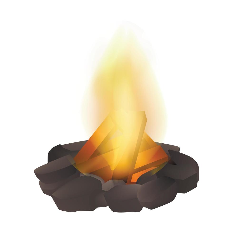 Bonfire icon, realistic style vector