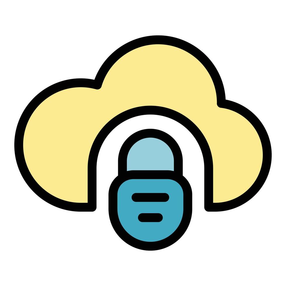 Cloud locked icon color outline vector