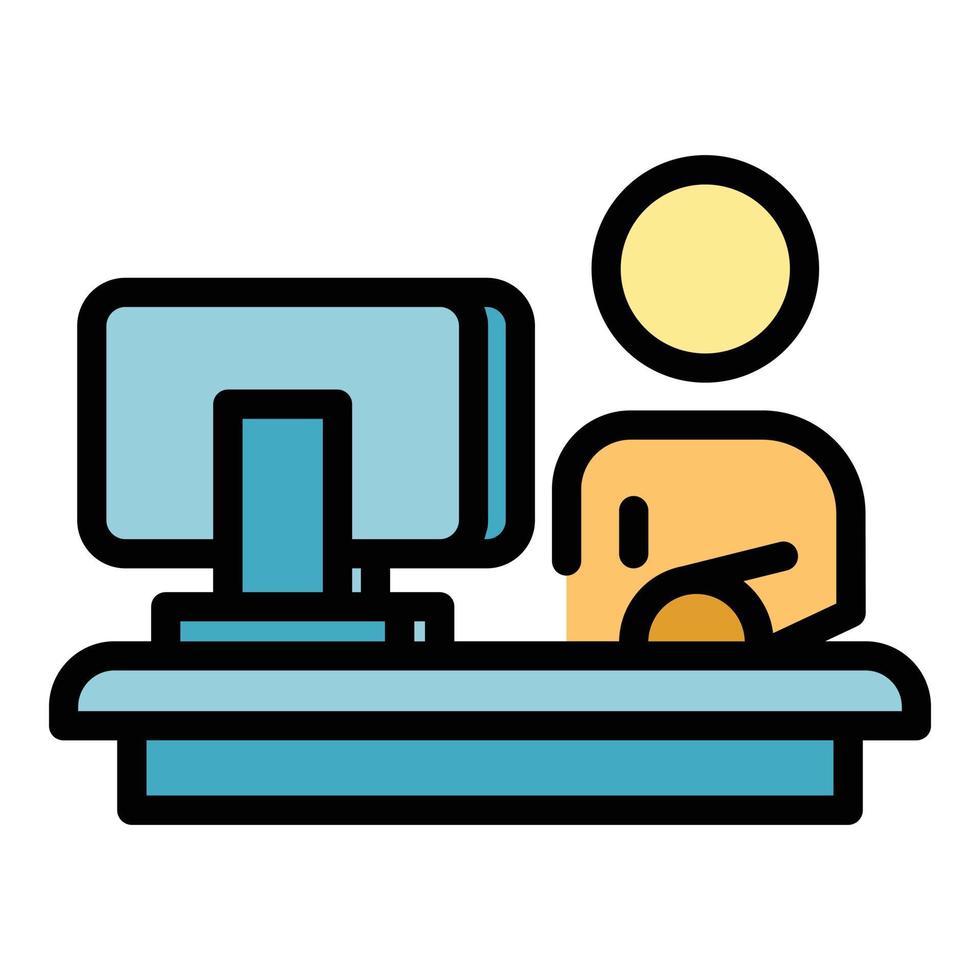 vector de contorno de color de icono de trabajador ergonómico