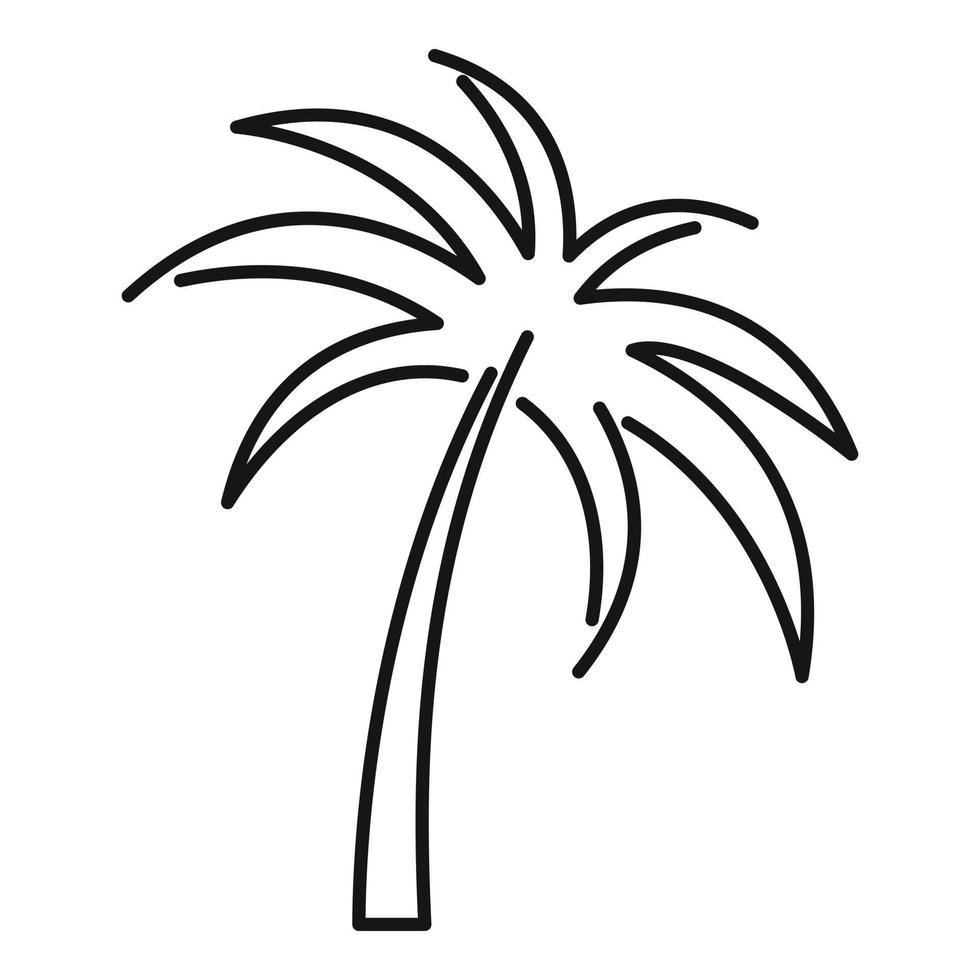 vector de contorno de icono de palma fronda. árbol de coco