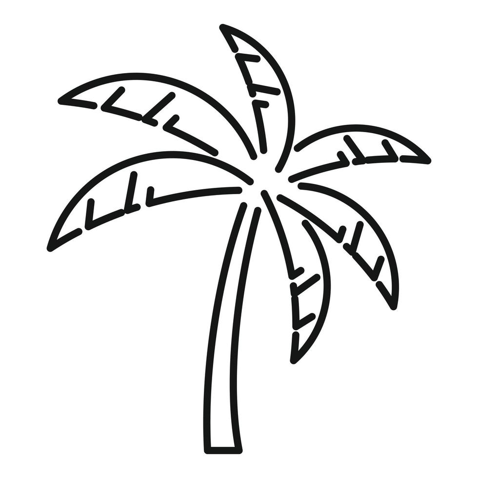 vector de contorno de icono de follaje de palma. árbol de verano