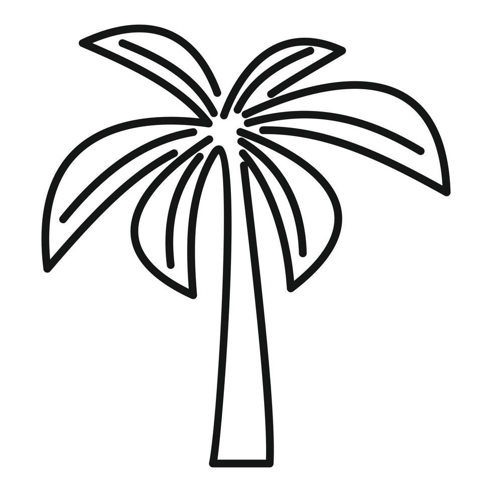 vector de contorno de icono de palmera de la selva. hoja de verano
