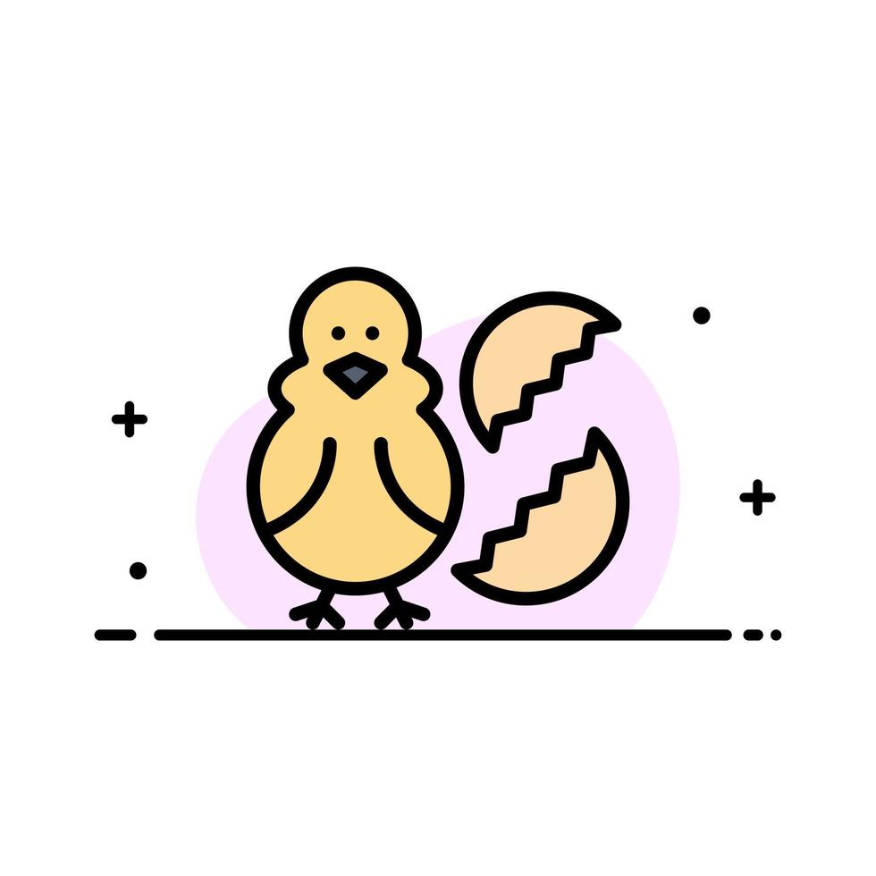 huevo pollo pascua bebé feliz negocio línea plana lleno icono vector banner plantilla