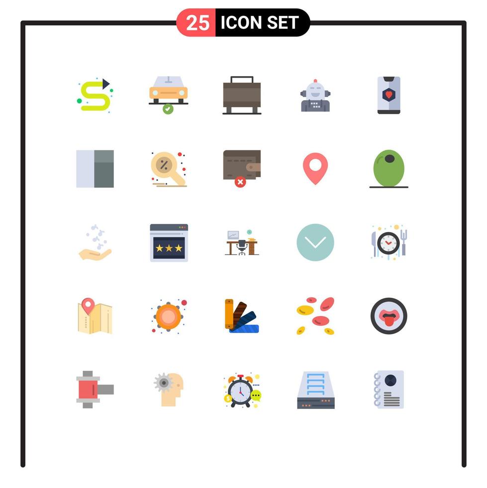 Mobile Interface Flat Color Set of 25 Pictograms of app emotional ok emotion android Editable Vector Design Elements