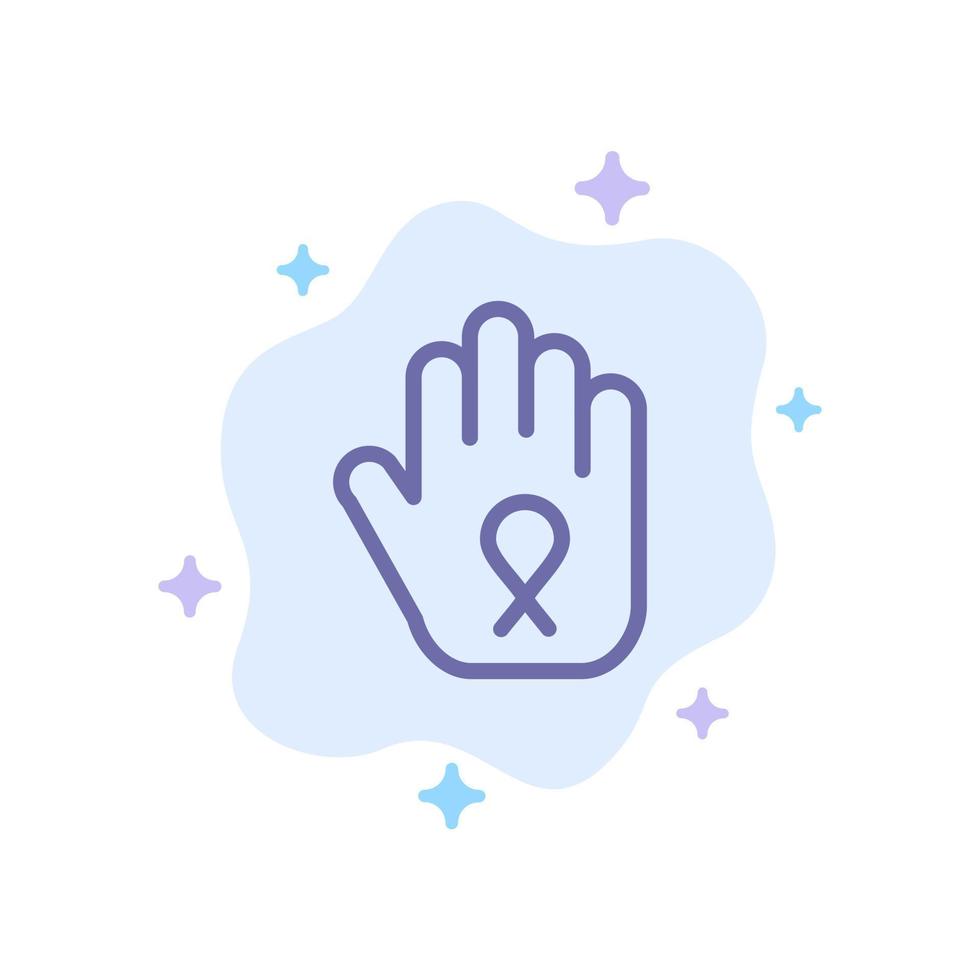 detener el icono azul de la conciencia de la cinta de la mano en el fondo abstracto de la nube vector