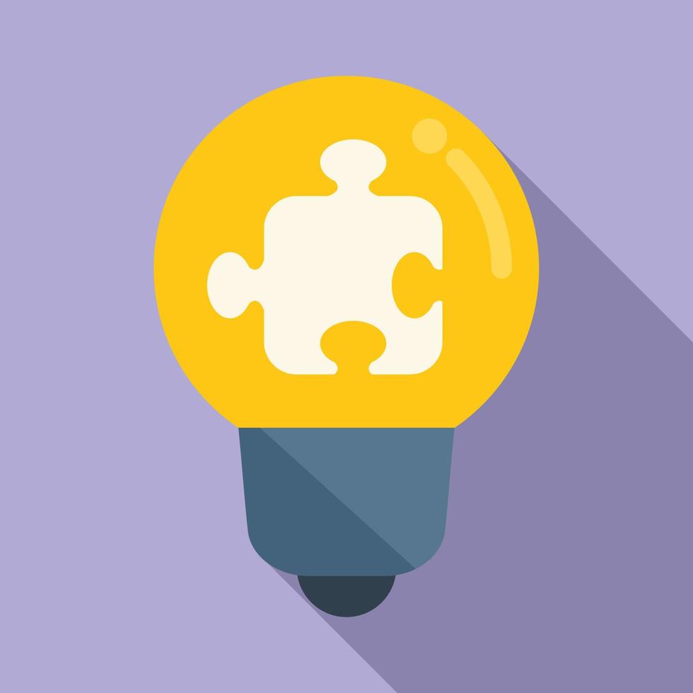 Puzzle idea bulb icon flat vector. Business solution vector