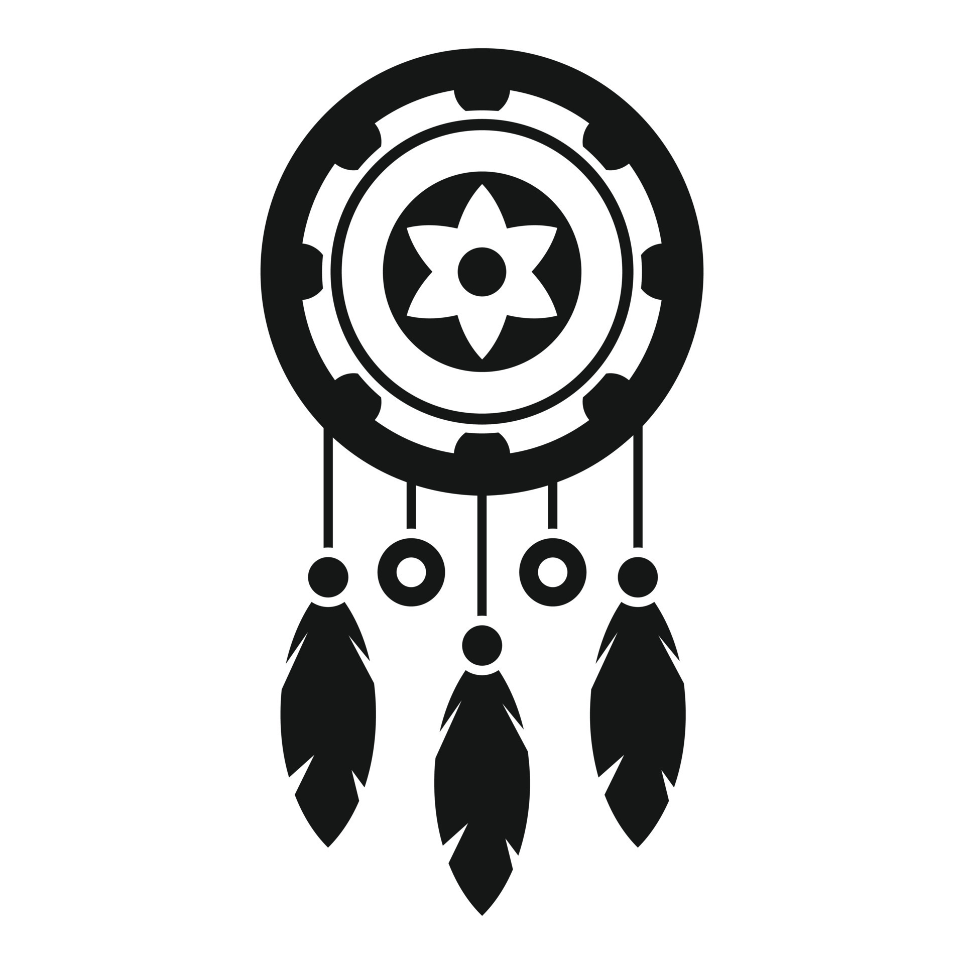 Feather dream catcher icon simple vector. Indian native Stock