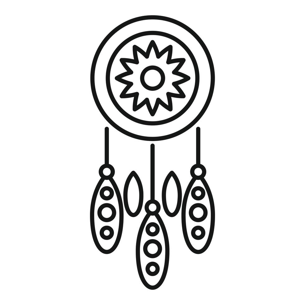 Dream Catcher Icon With Feathers Vector, A Lineal Icon Depicting