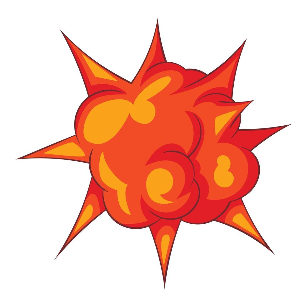 explosión con icono de fuego, estilo de dibujos animados vector