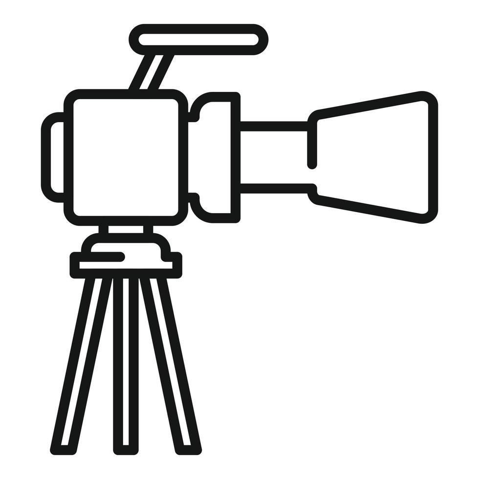 vector de contorno de icono de cámara de cine profesional. película de vídeo
