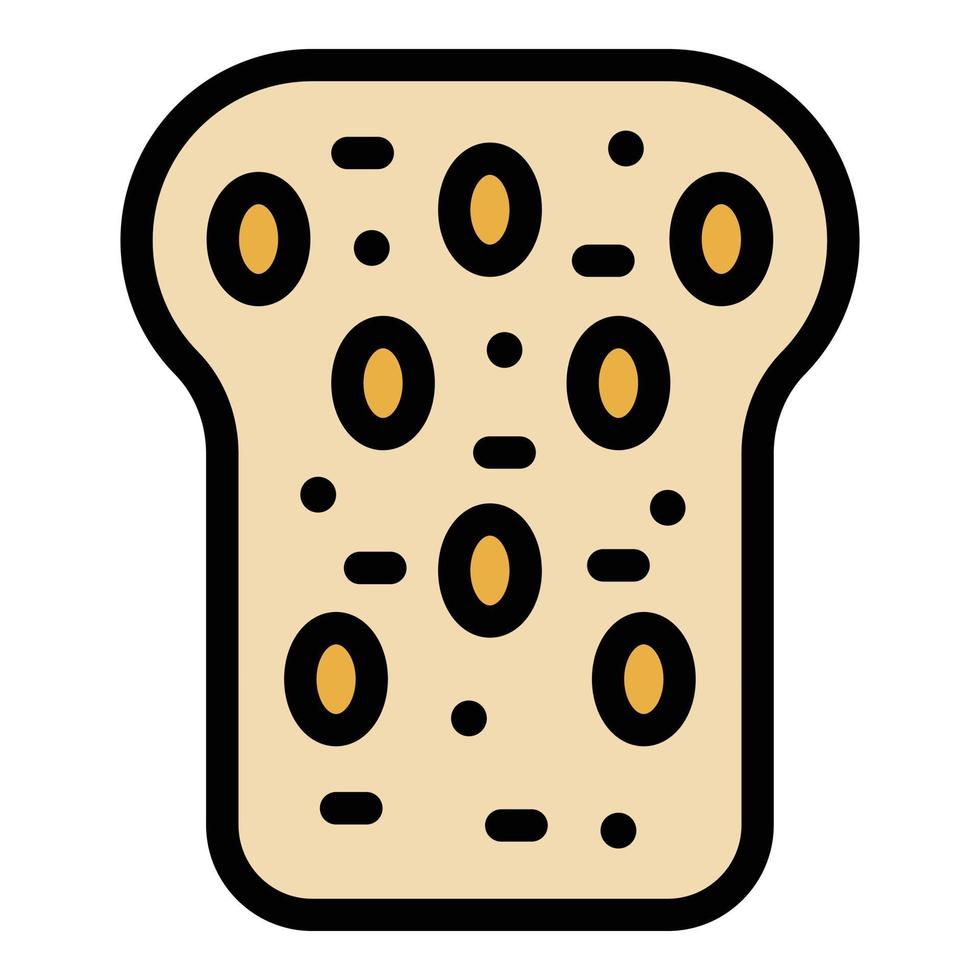 vector de contorno de color de icono de pan de grano