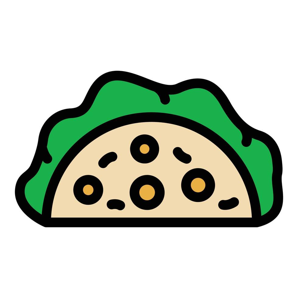 vector de contorno de color de icono de comida de taco