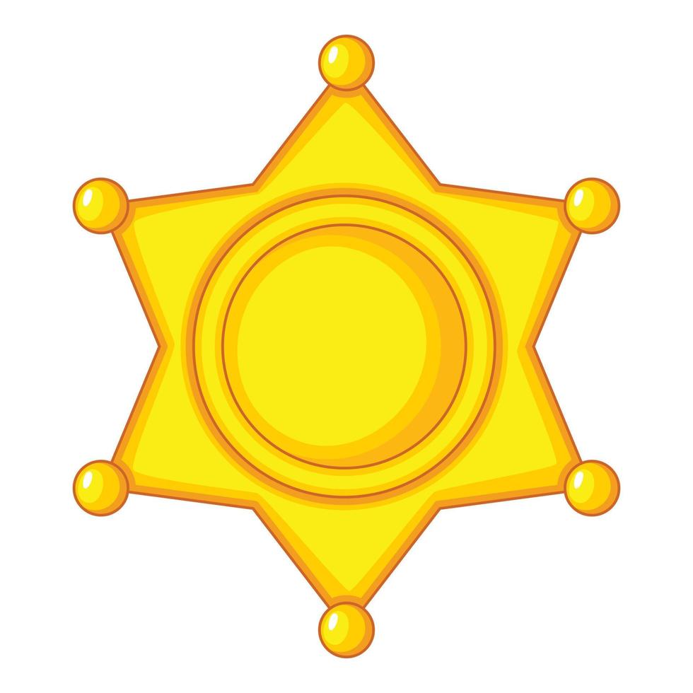 Icono de tapa de icono de estrella de sheriff, estilo de dibujos animados vector