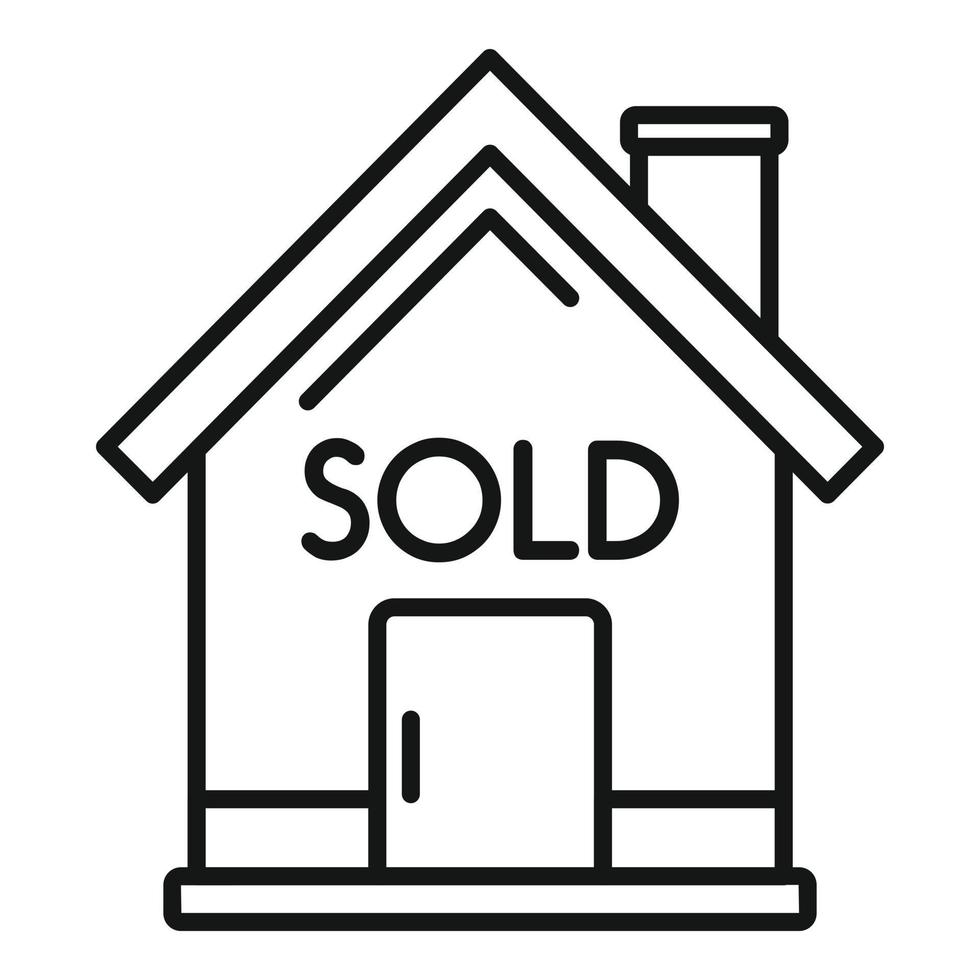 vector de contorno de icono de venta de subasta de casa. precio de venta