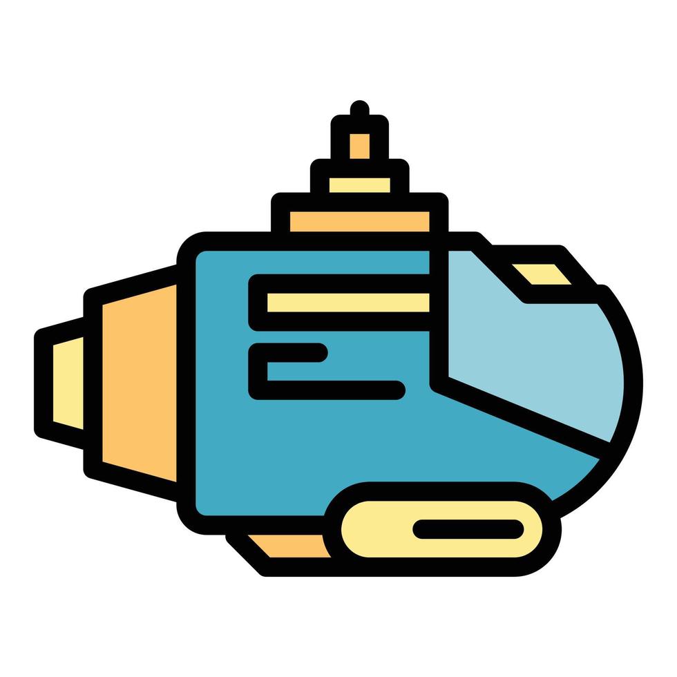 Submarine bathyscaphe icon color outline vector