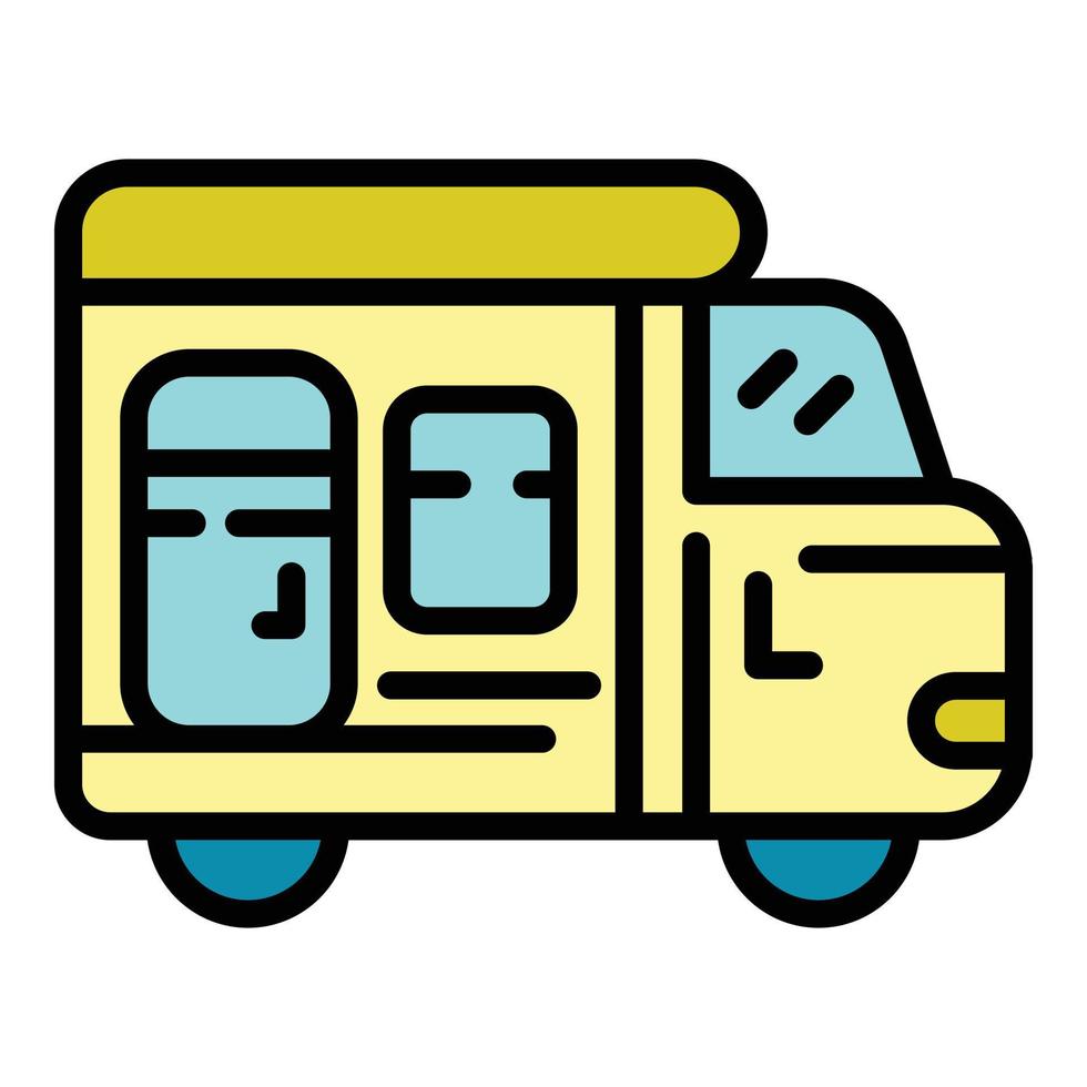 Motorhome trailer icon color outline vector