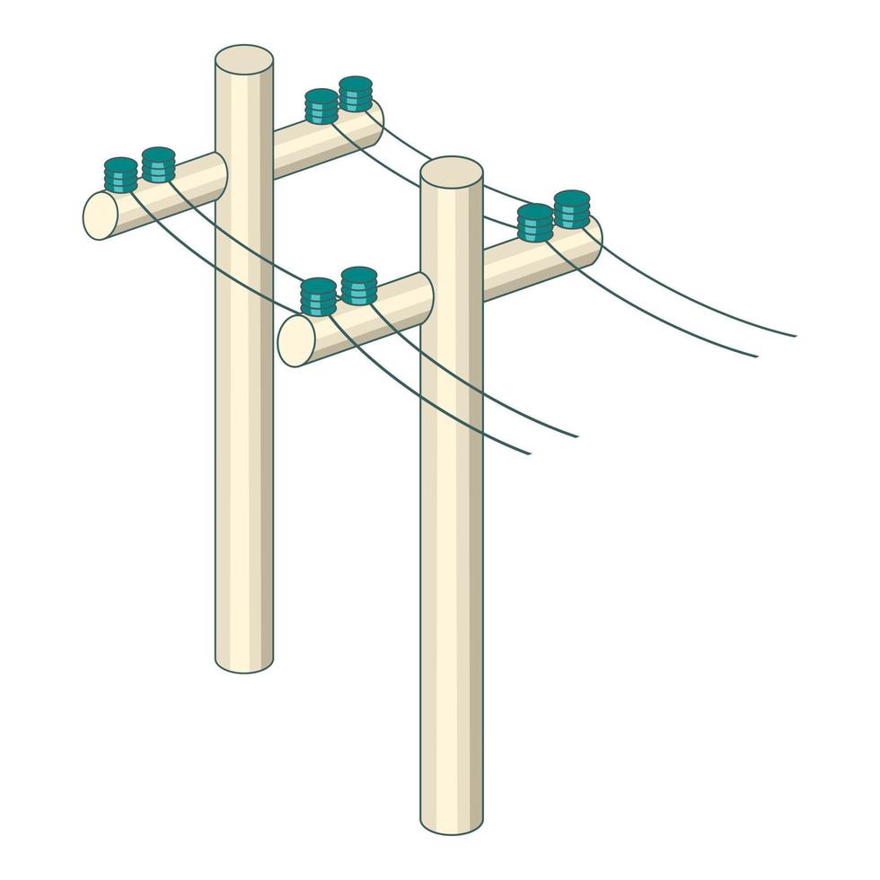 Poles with wires icon, cartoon style vector