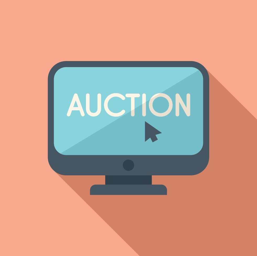 Online pc auction icon flat vector. Price sell vector