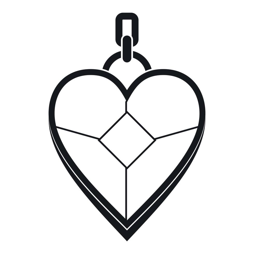 Heart shaped pendant icon, simple style vector