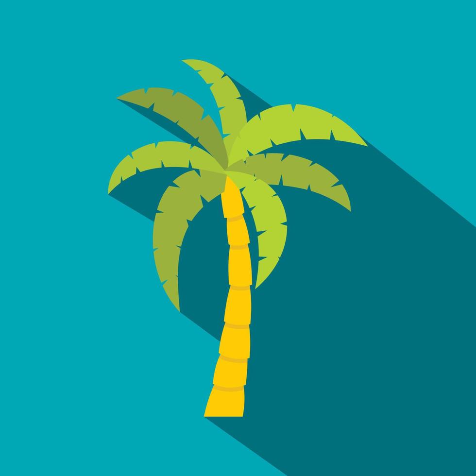 Green palm tree icon, flat style vector