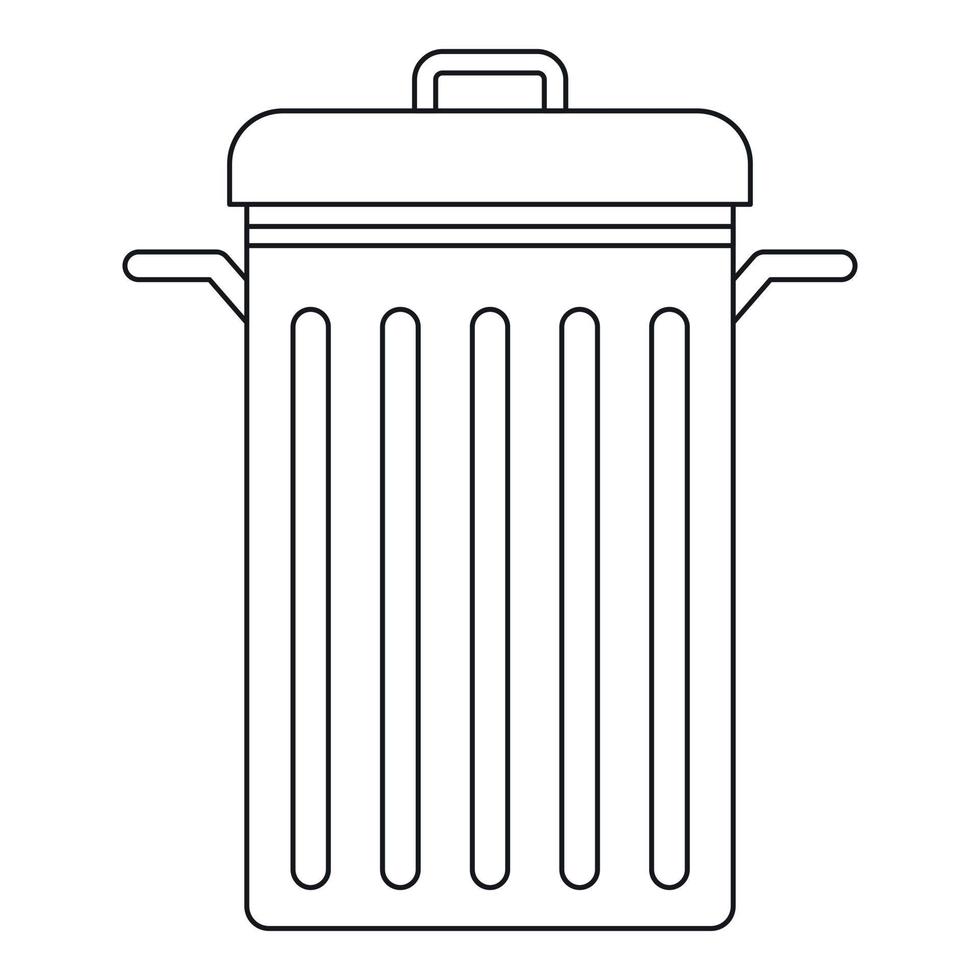 Trash can with lid icon, outline style vector