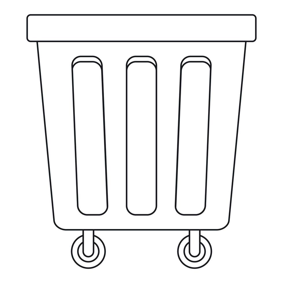 Outdoor trash bin with wheels icon, outline style vector