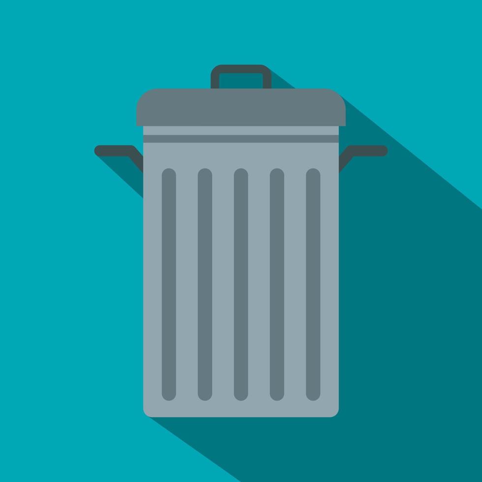 Steel bin icon, flat style vector