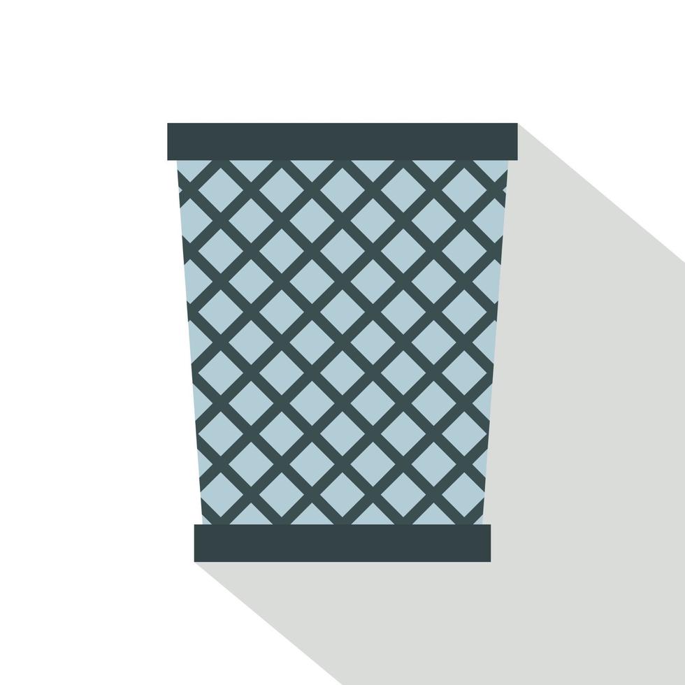 Wire metal bin icon, flat style vector